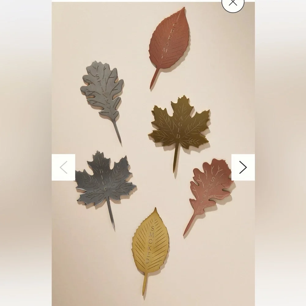 NWT Anthropologie Foliage Cheese Markers. Set of 6